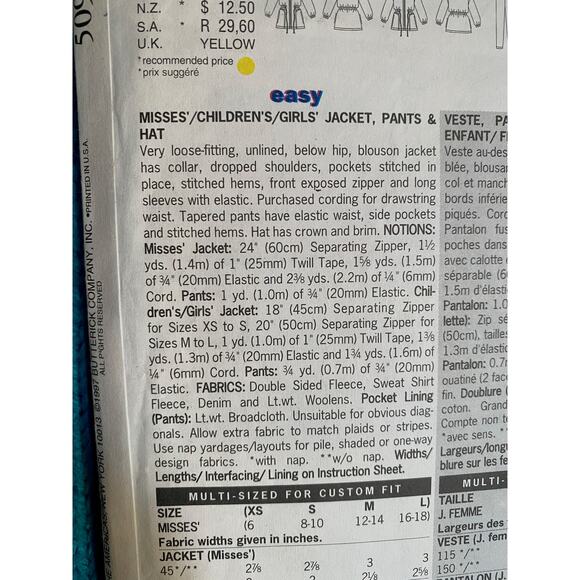 Butterick Sewing pattern 5090 mom girls top hat pants - Picture 4 of 7